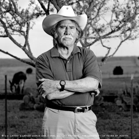 Portrait of Jesse Guarjardo on his farm outside of Austin, TX in April 2001.