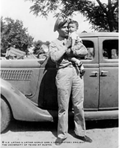 August 1943, at home of Snow Olvera (East 10th St, Austin,TX),on Edward's (brother) first furlough, he meets his first nephew, son of Snow and Sandy Olvera