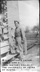 Fracisco Resendez poses for the camera in Richmond, Va. in 1943.  Frank served in the Philippines during World War II in kitchen patrol.