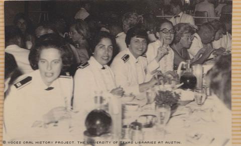 2 A/E Nurses at the Tachi\O\"Club in 1967.\"By the order of the base/hosp commander - all officers on base are attending a dinner at the\"O\"Club in\"Dress Mess\"Uniforms.\""